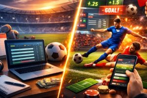 مقایسه شرط‌بندی زنده و شرط‌بندی پیش از شروع مسابقه با نمایش ضرایب، گل و پنل پیش‌بینی